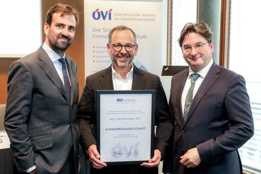 ÖVI Präsident Georg Flödl, neuer Ehrenpräsident Udo Weinberger und ÖVI GF Anton Holzapfel