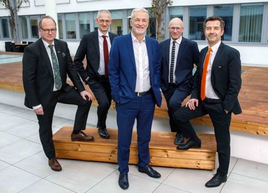 Neuaufstellung des Managements bei Sterkl, Schörkhuber und Partner: GF Markus Schallegruber, GF Wolfgang Gugler, Firmeneigentümer Martin Schörkhuber, GF Gernot Haubner-Hölfont, GF Thomas Fellner