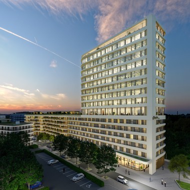 In der Quartiersentwicklung Baumkirchen-Mitte steht auch das Hochhaus Neo.