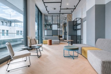 Lounge im smartments Bielefeld Hauptbahnhof