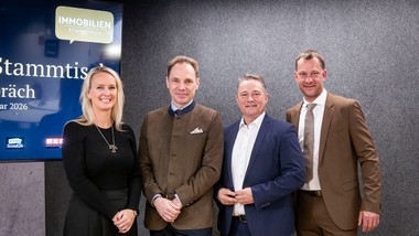 Ellen Moll (WKO), Andreas Köttl (VÖPE), Nationalrat Norbert Sieber und Nikolaus Resl (P&R Verwaltungs GmbH).