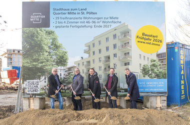 Feierlicher Doppelspatenstich im Quartier Mitte in St. Pölten