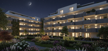 Das Wohnbauprojekt in Wien-Simmering umfasst 82 Eigentumswohnungen mit Loggia, Balkon, Terrasse oder Eigengarten.
