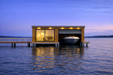 Bootshäuser in Jois am Neusiedler See.