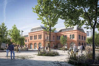 Rendering der modernisierten Inventarhalle von außen.