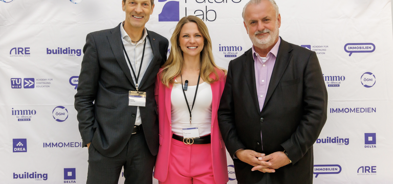 v.l.n.r.: Geschäftsführer DELTA Holding Wolfgang Kradischnig, Veranstalterin und Geschäftsführerin epmedia Werbeagentur Iris Einwaller-Probst, Geschäftsführer ÖGNI Peter Engert