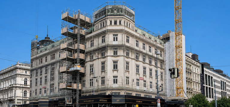 Das Hotel Bristol in Wien wird noch bis Ende 2027 generalsaniert.
